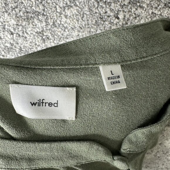 Wilfred Blouse Womens Large Green High Neck Long Sleeve Button Woven Relaxed Top - Picture 5 of 5